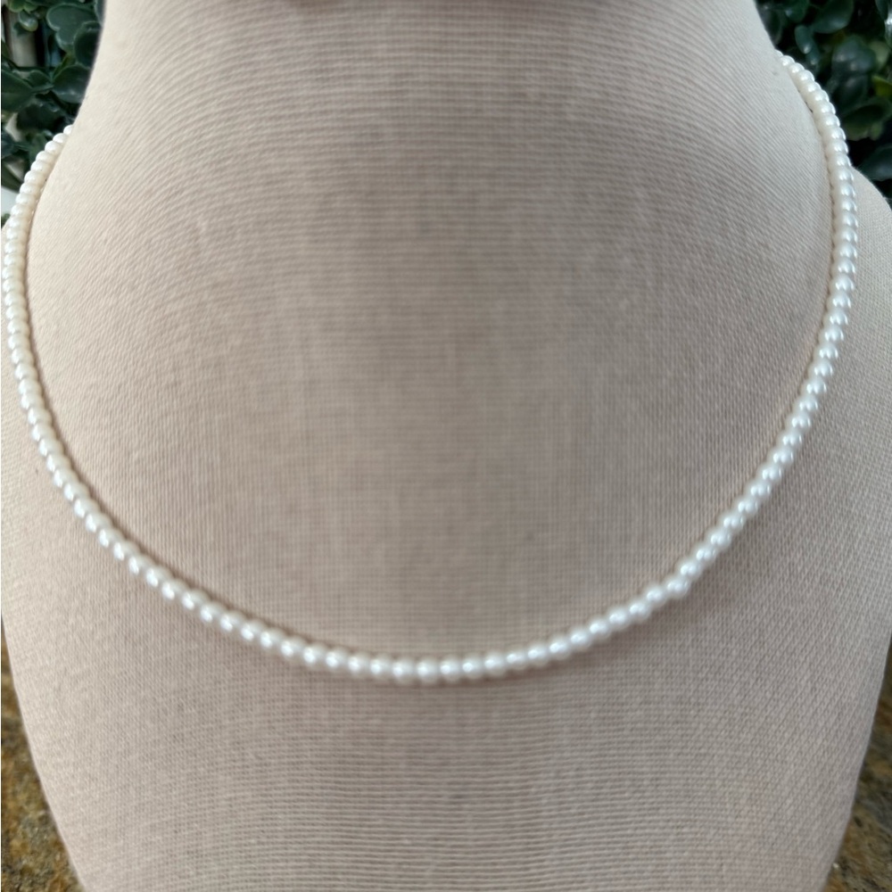 After Thoughts cute white seed bead necklace